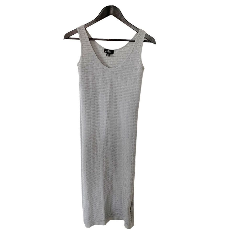 River Island Gray Ribbed Bodycon Midi Dress Stretchy Sleeveless Minimalist - Picture 3 of 8
